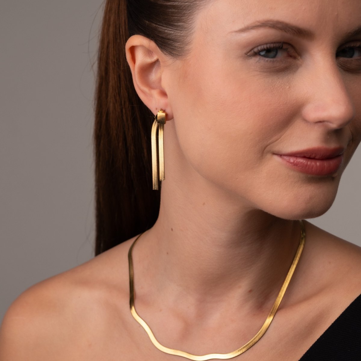 Catarina Metal Mesh Earrings 18k Gold Plated