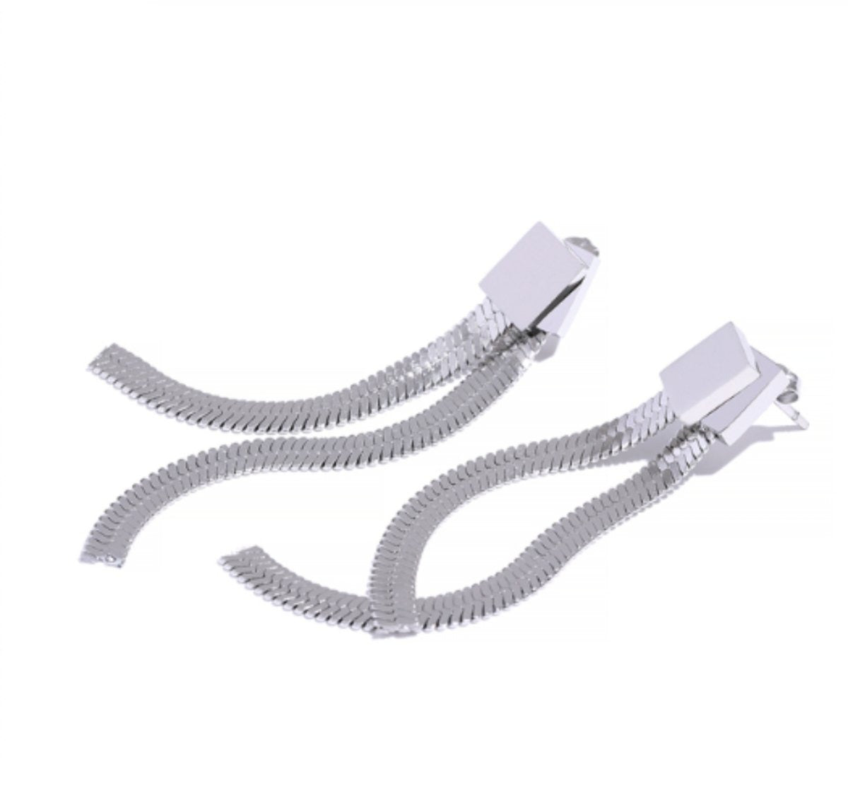 Catarina Metal Mesh Earrings - Silver