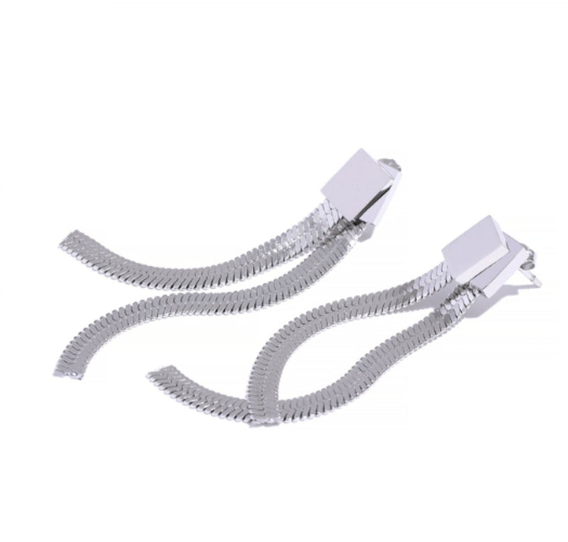 Catarina Metal Mesh Earrings - Silver