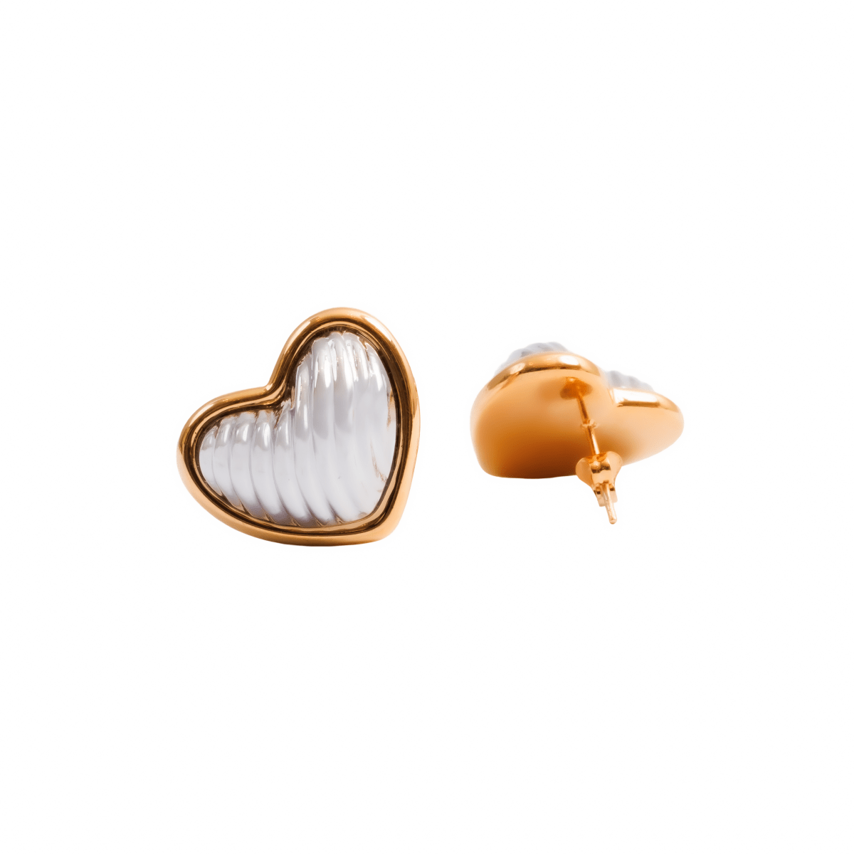 Heart Contour Earrings Gold and Silver Two-Tone