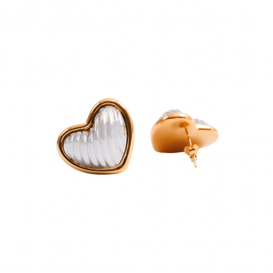 Heart Contour Earrings Gold and Silver Two-Tone