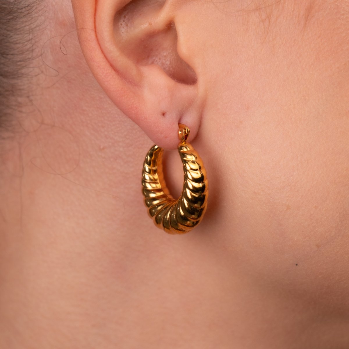 Croissant Hoop Earrings 18k Gold Plated