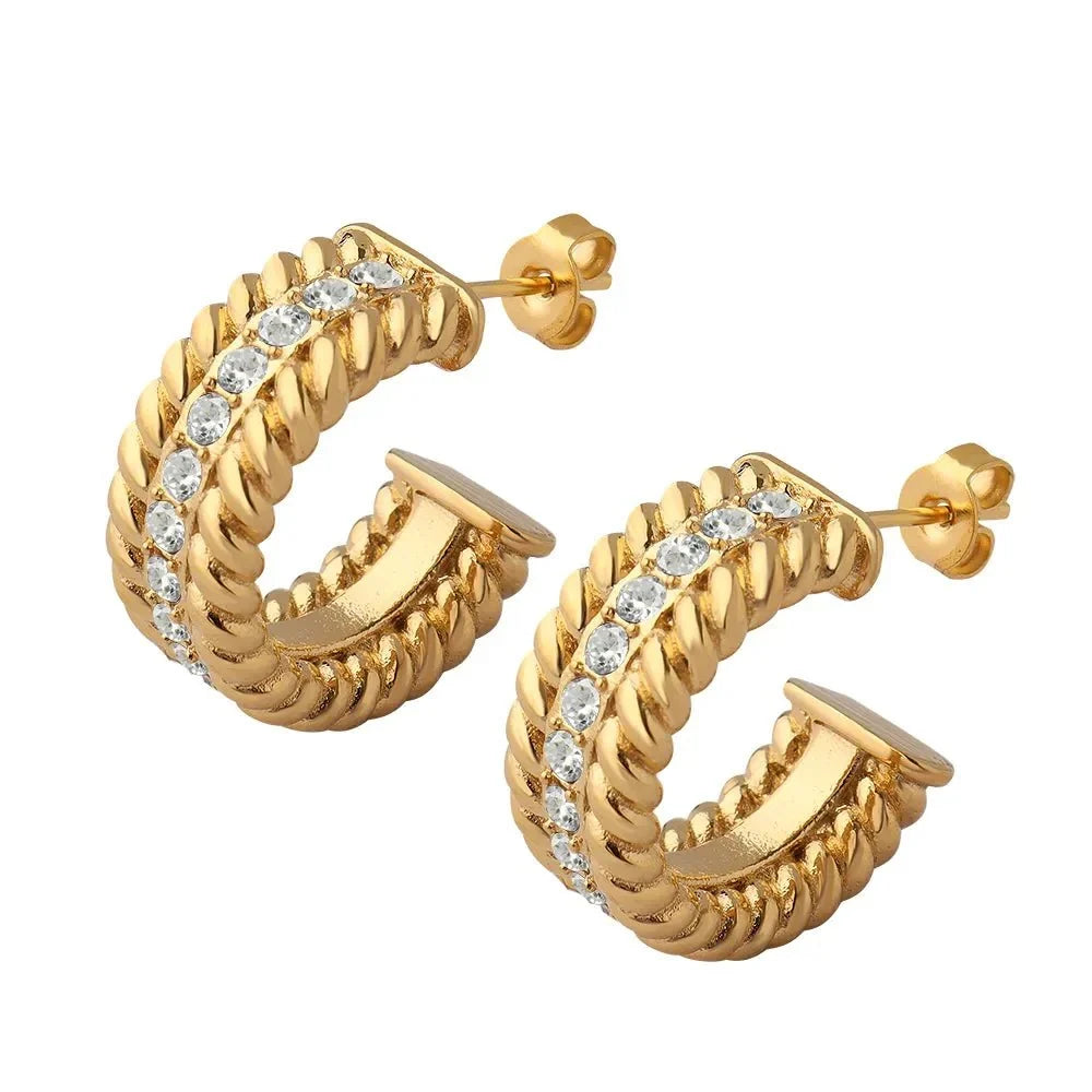Date Hoop Earrings 18k Gold Plated
