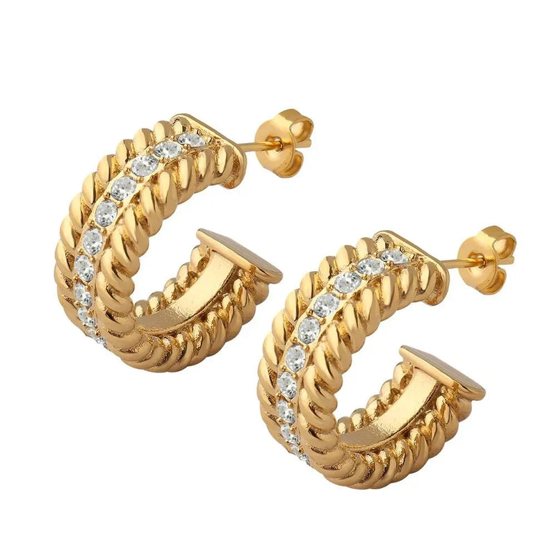 Date Hoop Earrings 18k Gold Plated