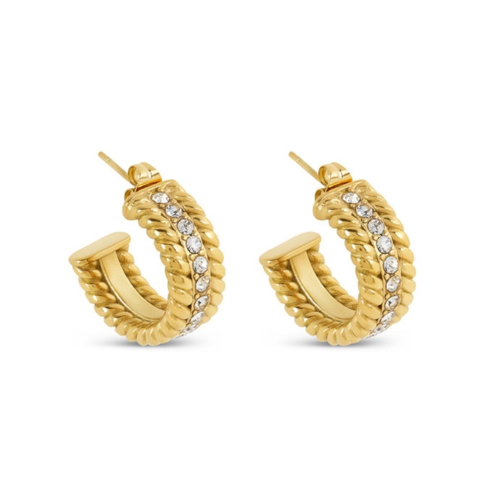 Date Hoop Earrings 18k Gold Plated