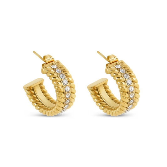 Date Hoop Earrings 18k Gold Plated