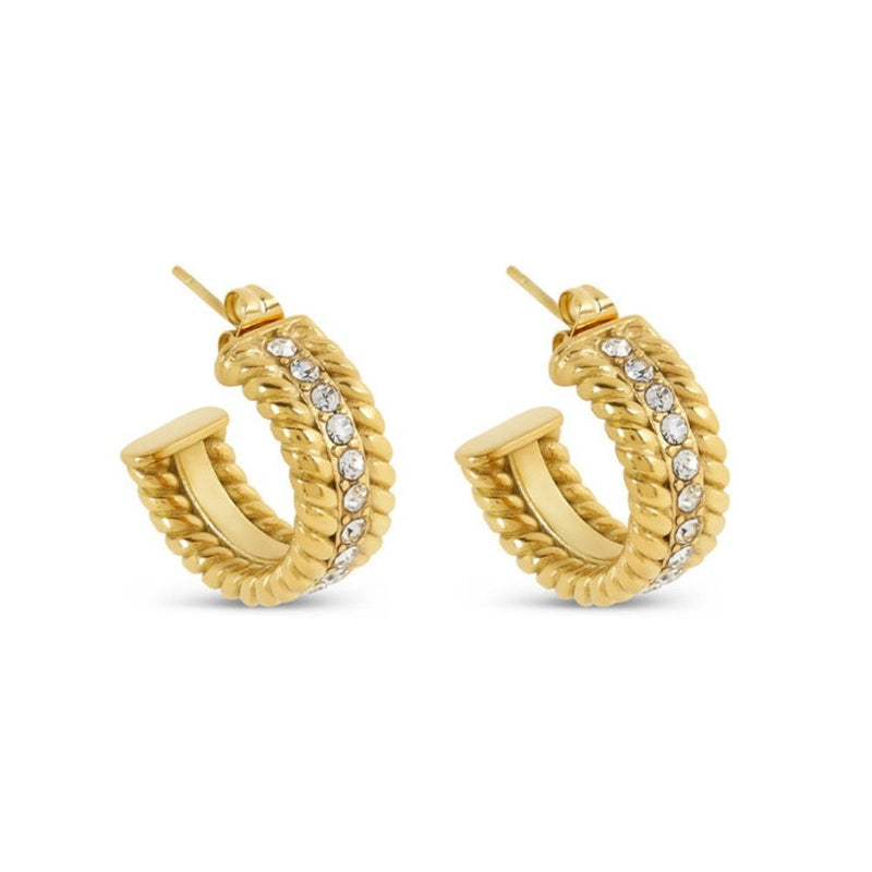 Date Hoop Earrings 18k Gold Plated