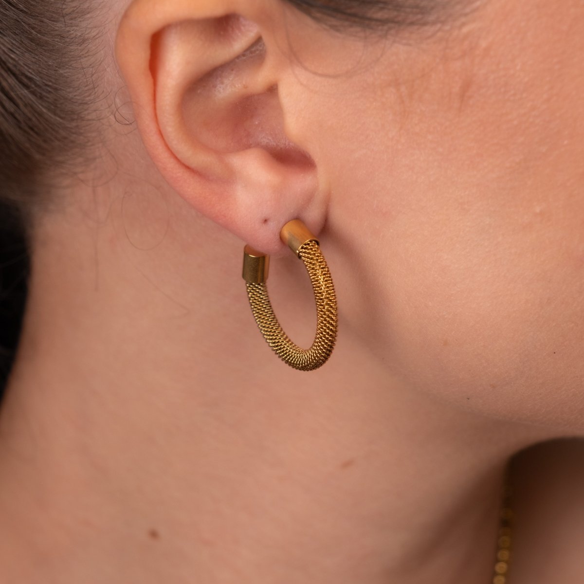 Isabella Mesh Hoop Earrings 18k Gold Plated