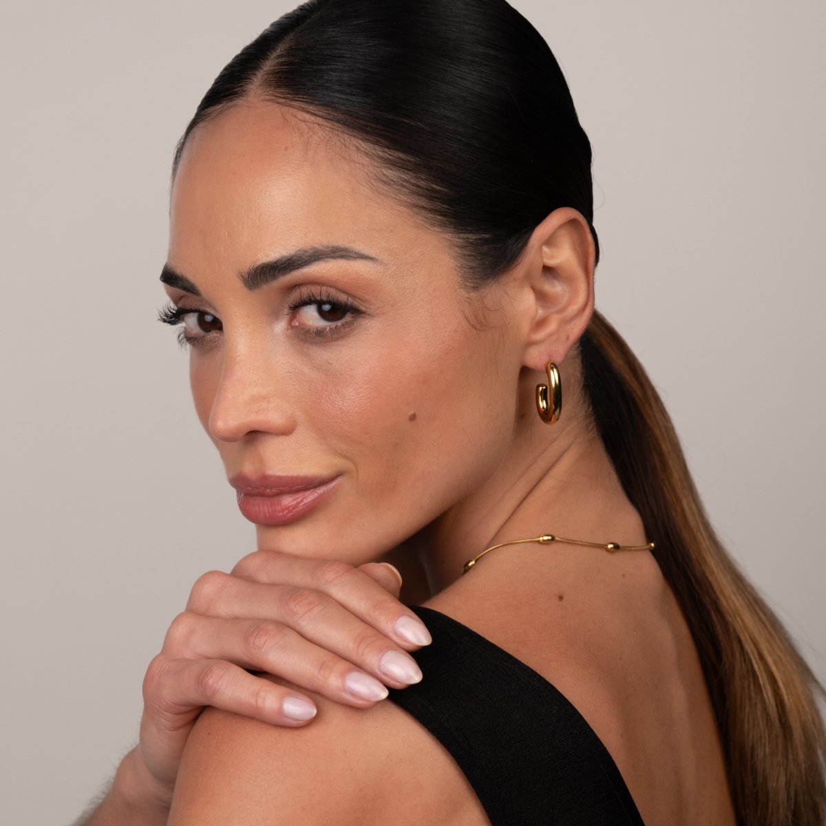 Isabella Mesh Hoop Earrings 18k Gold Plated