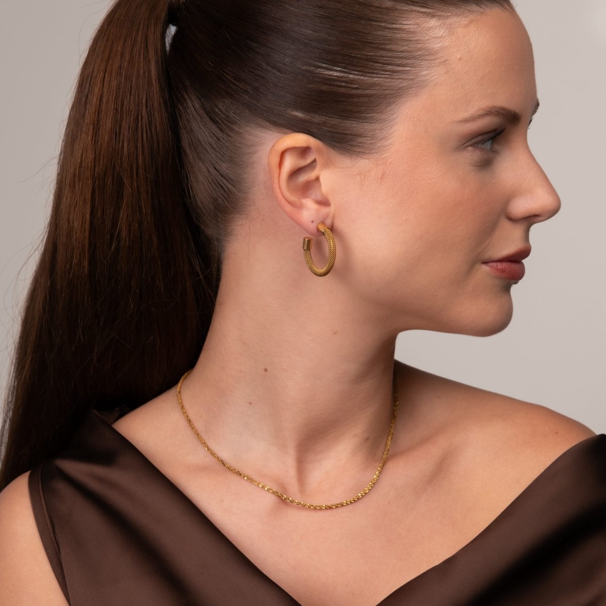 Isabella Mesh Hoop Earrings 18k Gold Plated
