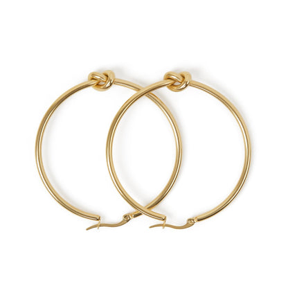 Center Knot Hoop Earrings 18k Gold Plated