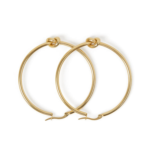 Center Knot Hoop Earrings 18k Gold Plated