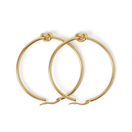 Center Knot Hoop Earrings 18k Gold Plated