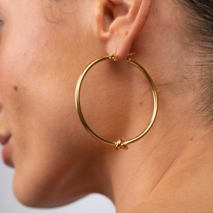 Center Knot Hoop Earrings 18k Gold Plated