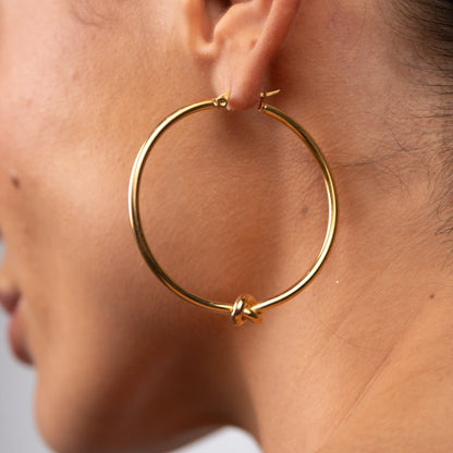 Center Knot Hoop Earrings 18k Gold Plated