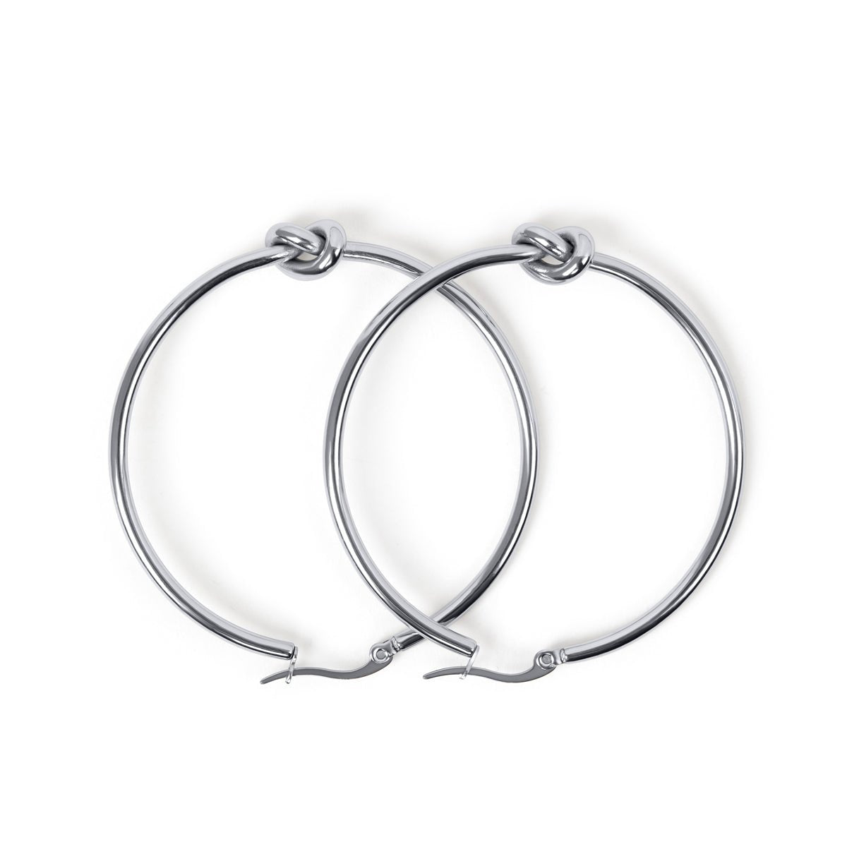 Center Knot Hoop Earrings - Silver