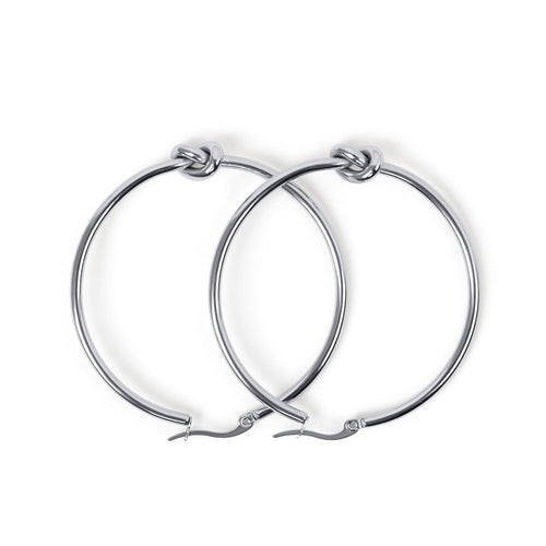 Center Knot Hoop Earrings - Silver