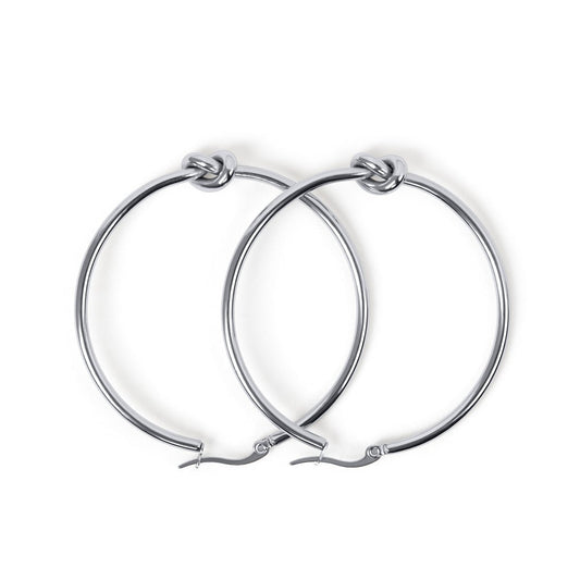 Center Knot Hoop Earrings - Silver