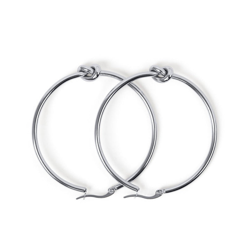 Center Knot Hoop Earrings - Silver