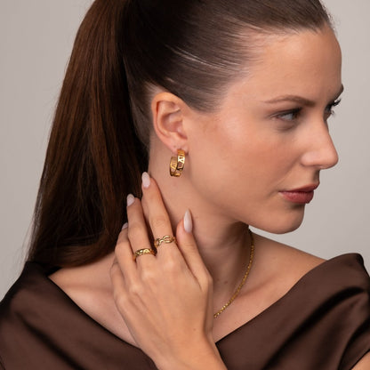 Numeral Hoop Earrings 18k Gold Plated