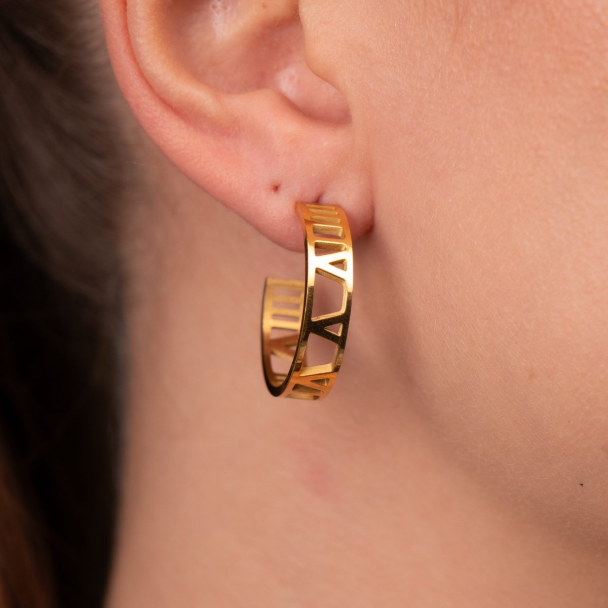 Numeral Hoop Earrings 18k Gold Plated