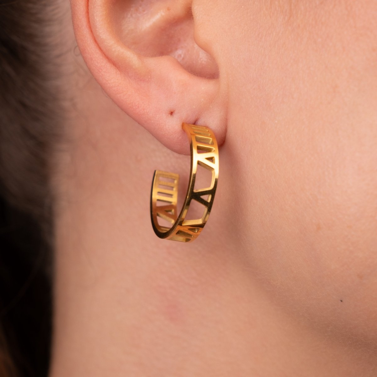 Numeral Hoop Earrings 18k Gold Plated