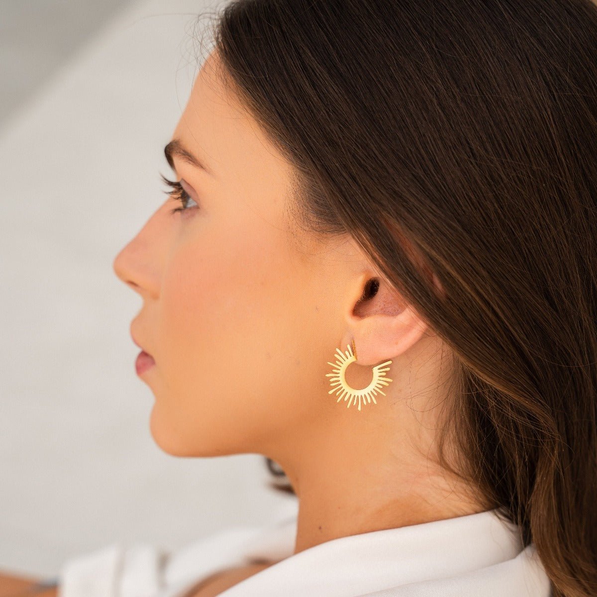 Spike Hoop Earrings 18k Gold Plated