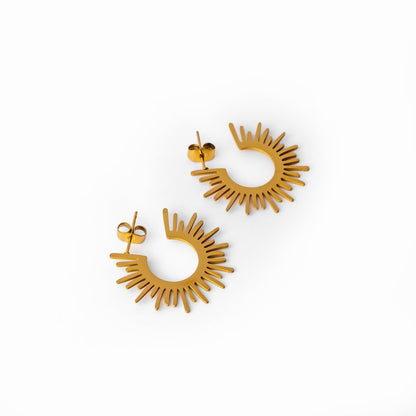 Spike Hoop Earrings 18k Gold Plated