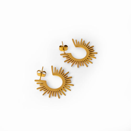 Spike Hoop Earrings 18k Gold Plated