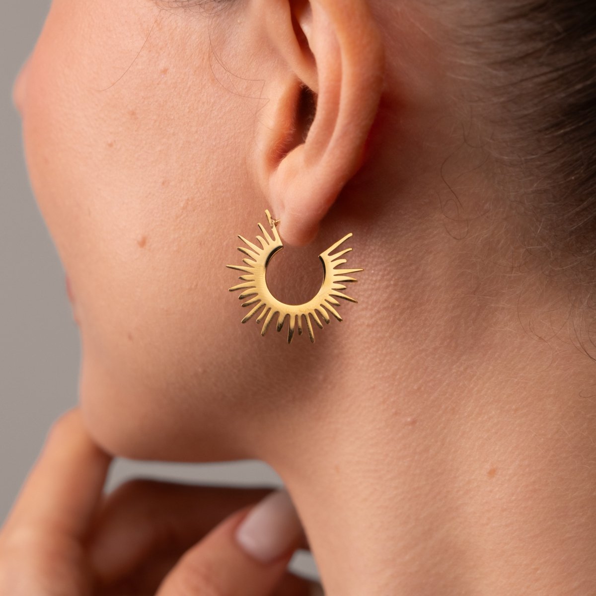 Spike Hoop Earrings 18k Gold Plated