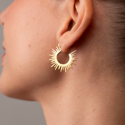 Spike Hoop Earrings 18k Gold Plated
