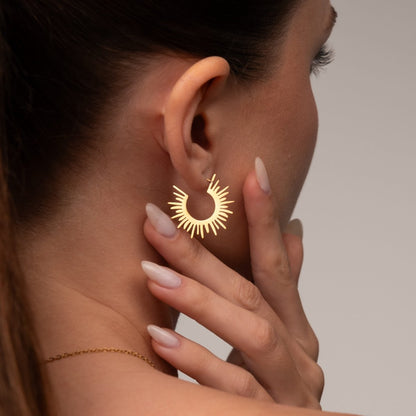 Spike Hoop Earrings 18k Gold Plated