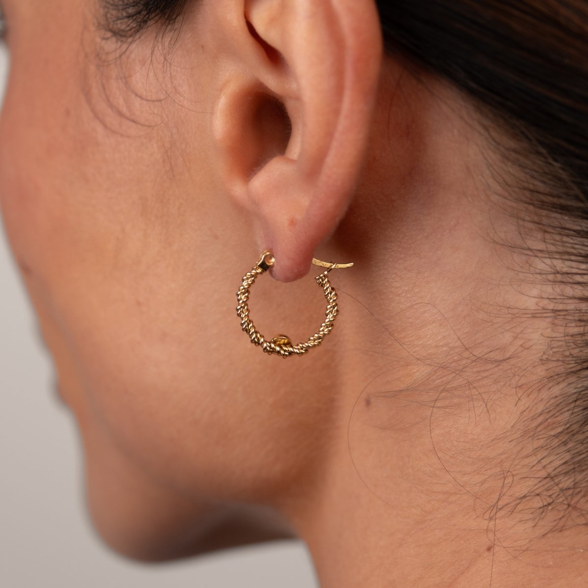 Texture Hoop Earrings 18k Gold Plated