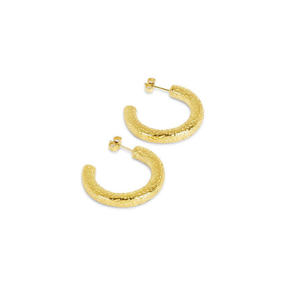Texture Hoop Earrings 18k Gold Plated