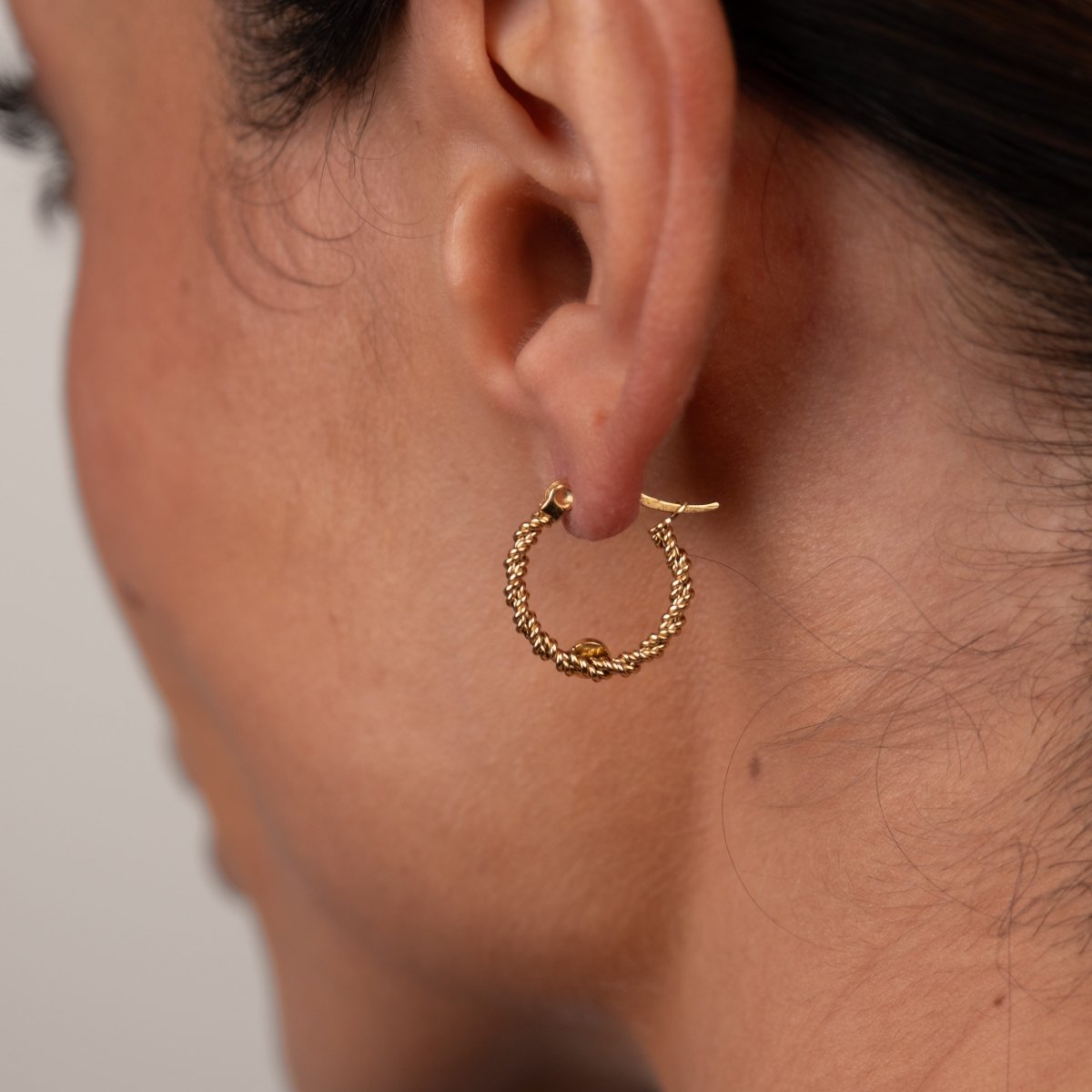 Texture Hoop Earrings 18k Gold Plated