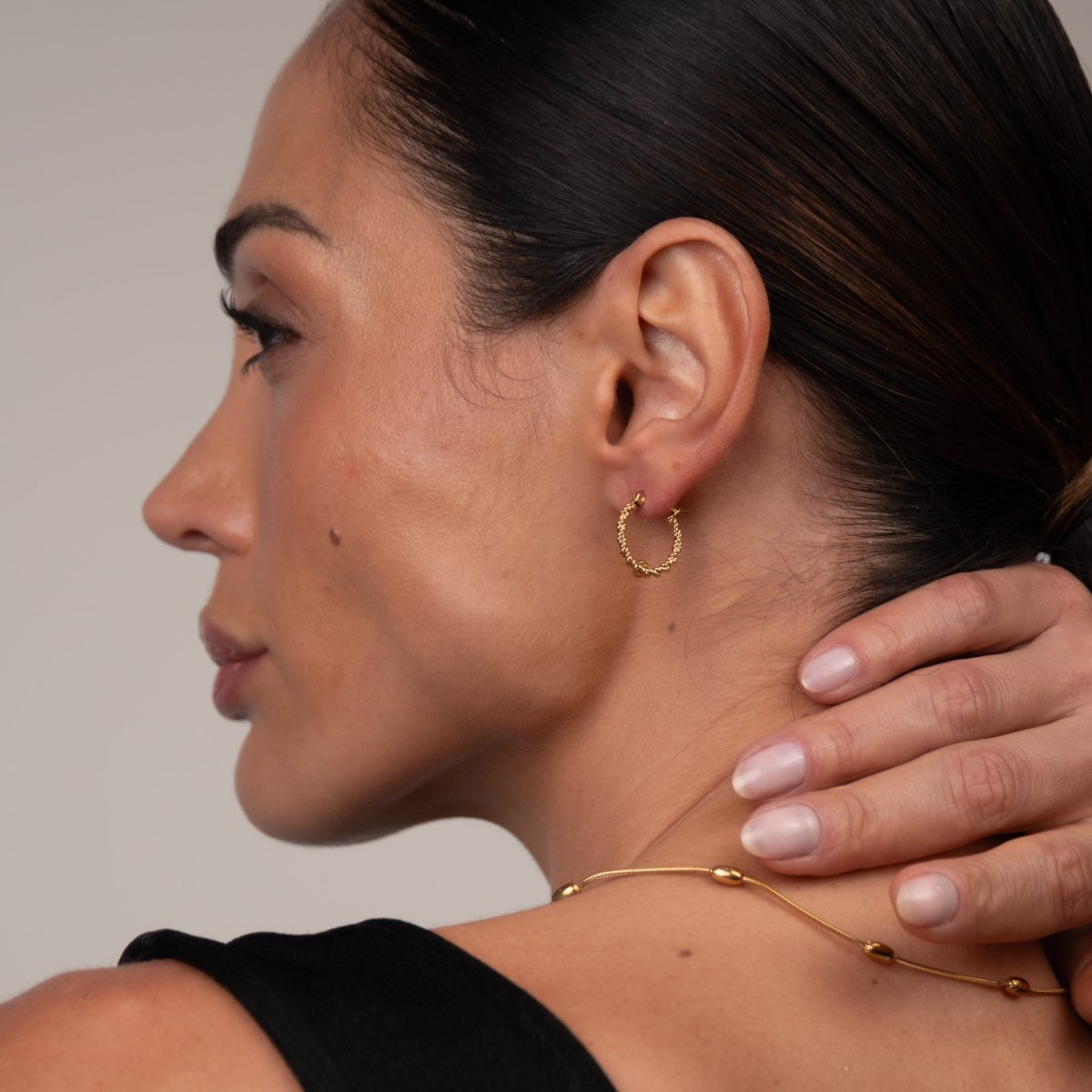 Texture Hoop Earrings 18k Gold Plated