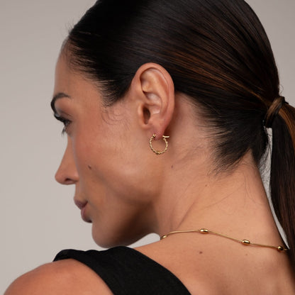 Texture Hoop Earrings 18k Gold Plated