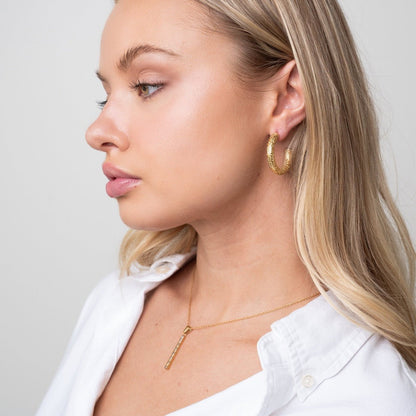 Texture Hoop Earrings 18k Gold Plated
