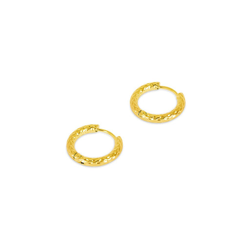 Textured Hoop Earrings 18k Gold Plated