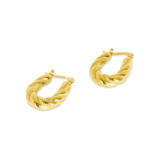 Twisted Hoop Earrings 18k Gold Plated