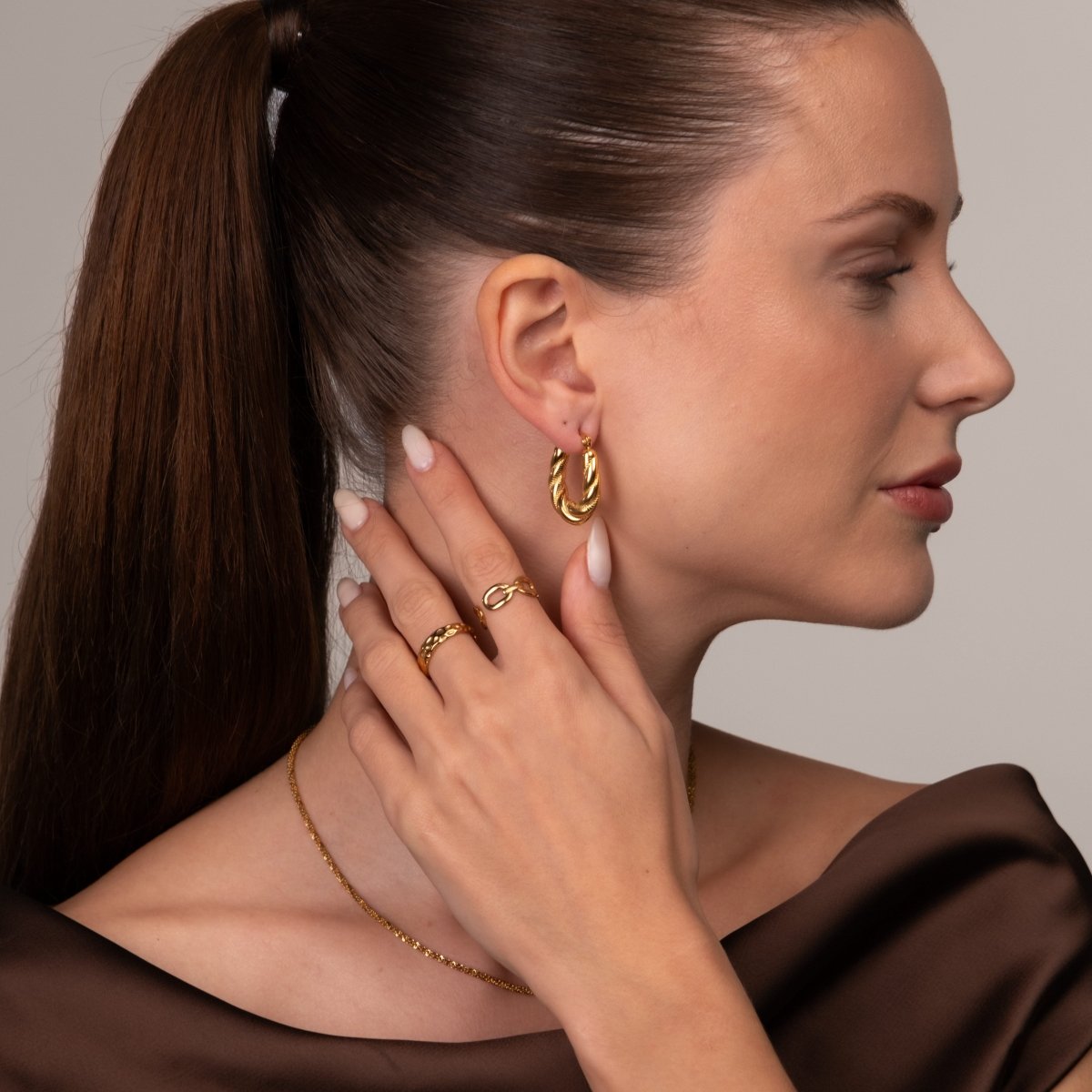 Twisted Hoop Earrings 18k Gold Plated