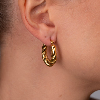 Twisted Hoop Earrings 18k Gold Plated