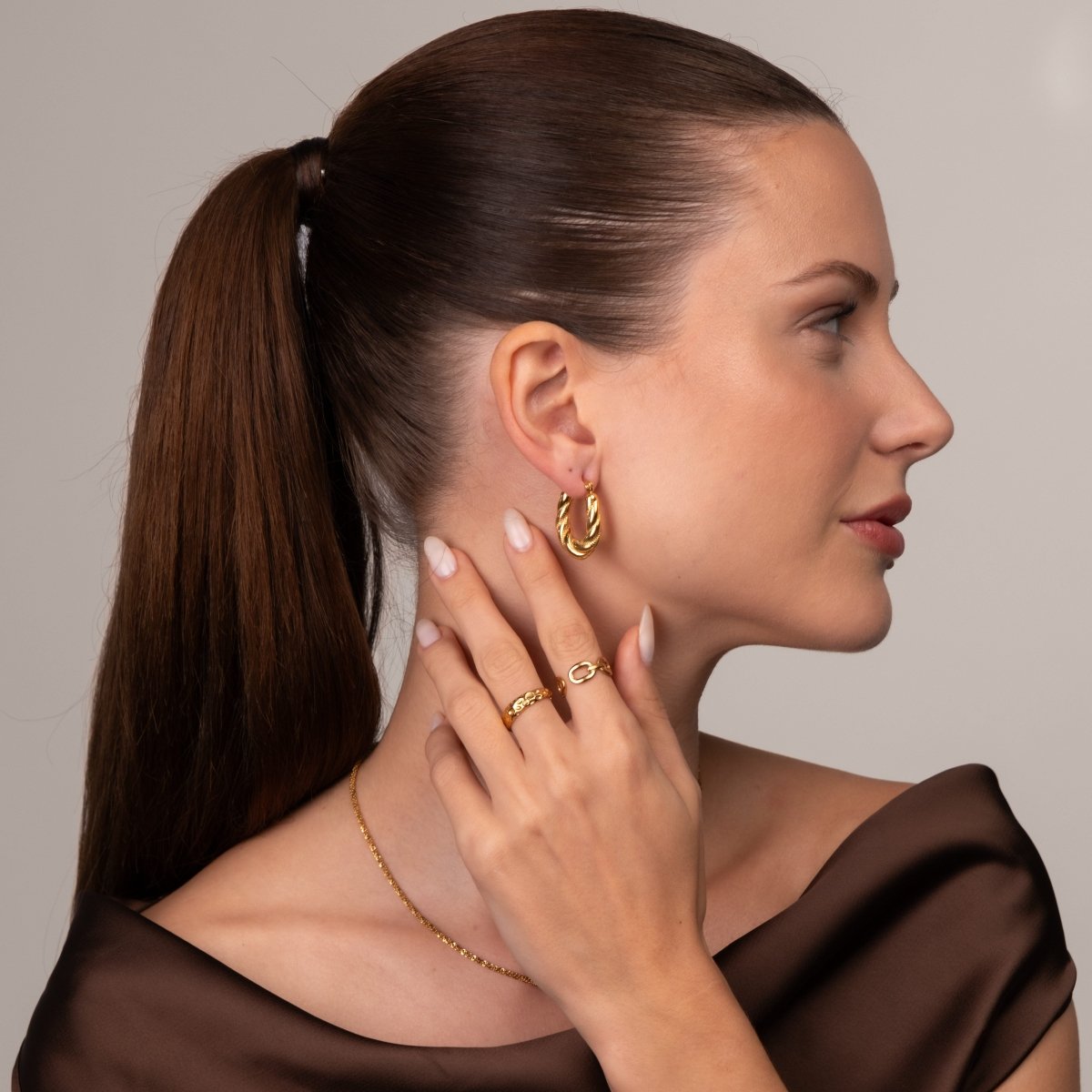 Twisted Hoop Earrings 18k Gold Plated