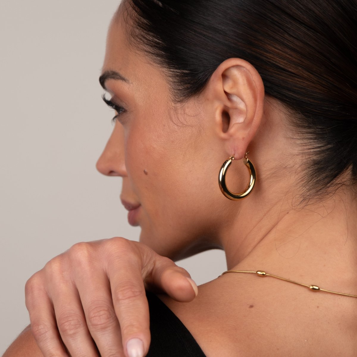 Lele Tube Hoop Earrings Large 18k Gold Plated