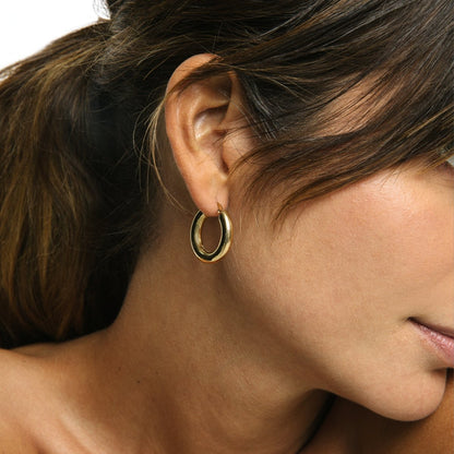 Lele Tube Hoop Earrings Medium 18k Gold Plated