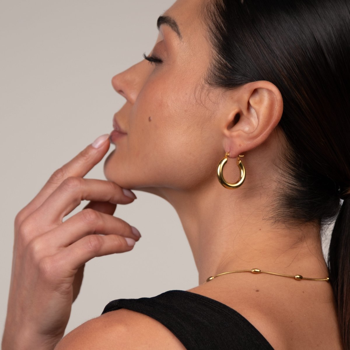 Lele Tube Hoop Earrings Medium 18k Gold Plated