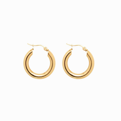 Lele Tube Hoop Earrings Medium 18k Gold Plated