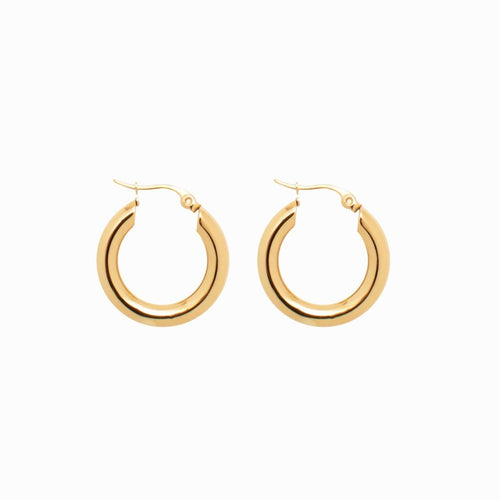 Lele Tube Hoop Earrings Medium 18k Gold Plated