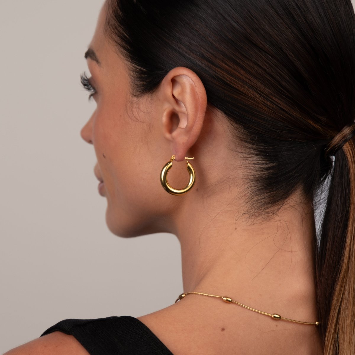 Lele Tube Hoop Earrings Medium 18k Gold Plated