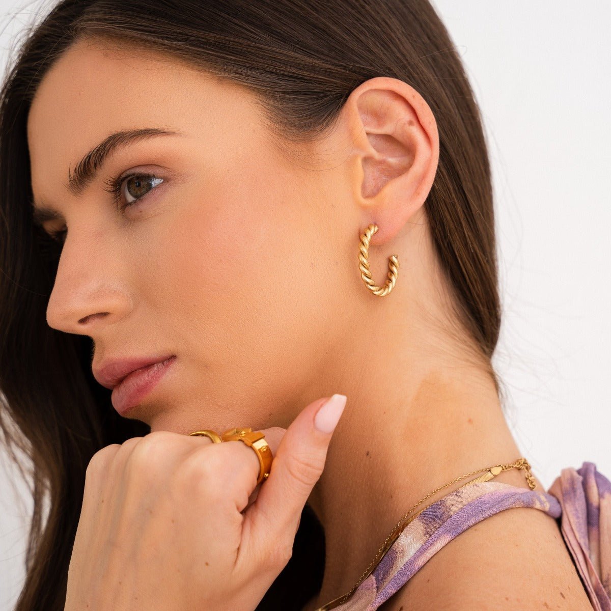 Twist Hoop Earrings 18k Gold Plated